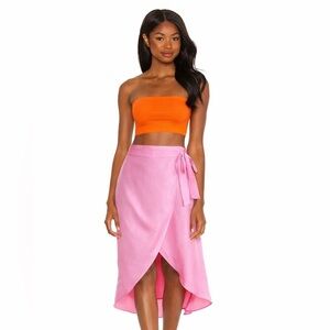 Abercrombie & Fitch Pink Wrap Midi Skirt superdown Amanda Uprichard pq Frankie’s